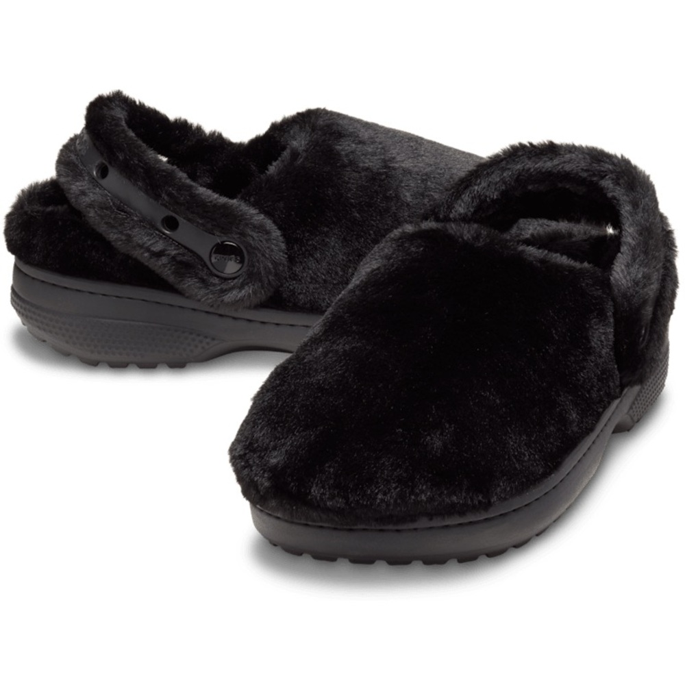 CROCS Classic Unfurgettable Fuzzy Cozy Clog Black NEW wTag Women’s Sz 7
